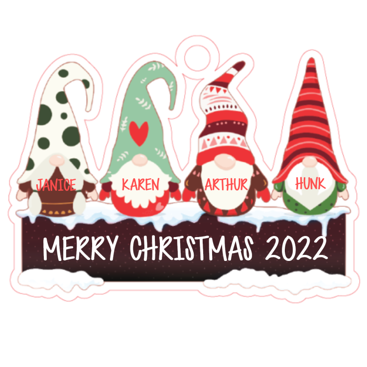 Personalized Phrase Four Gnomes Ornaments