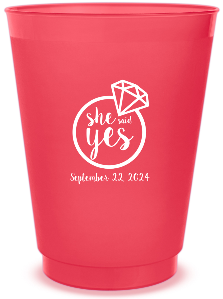 Personalized She Said Yes Engagement Frosted Stadium Cups