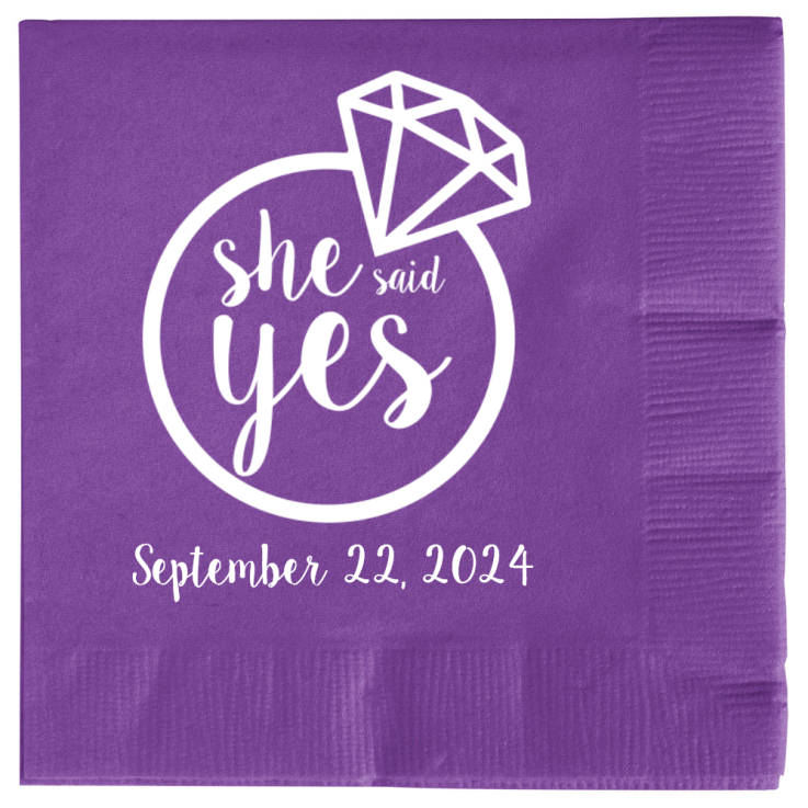 Personalized She Said Yes Engagement Premium Napkins