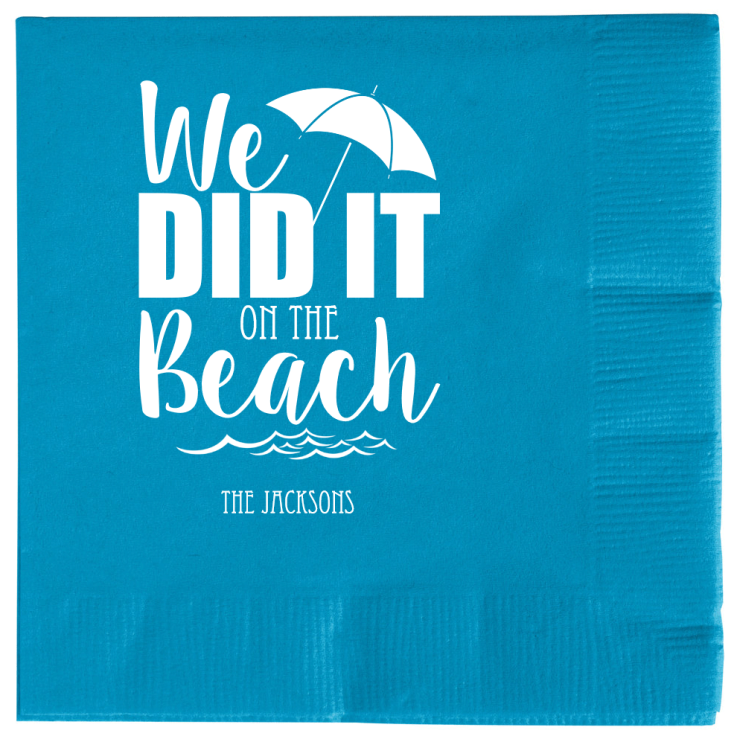Personalized We Did It On The Beach Wedding Premium Napkins