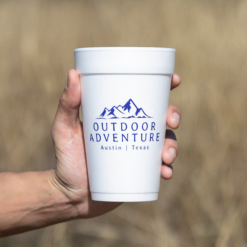 Custom Printed Cups | 20 oz. Foam Cup with Lid and Straw