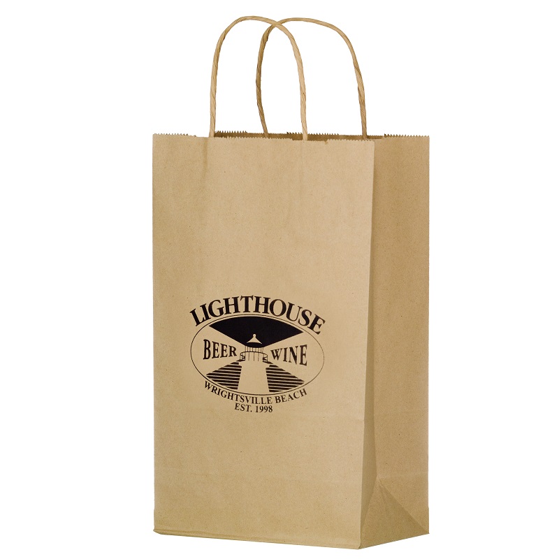 Choice 6 1/2 x 13 2 Bottle Customizable Paper Wine Bag with Handle -  250/Case