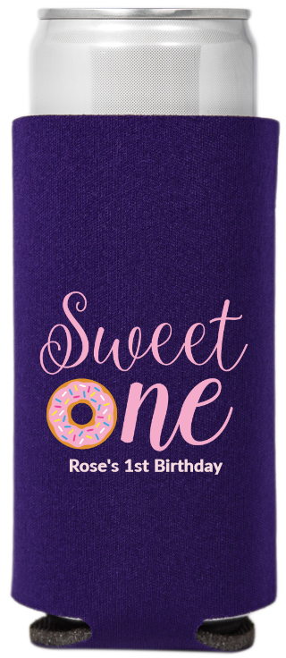 Sweet First Birthday Full Color Slim Can Coolers