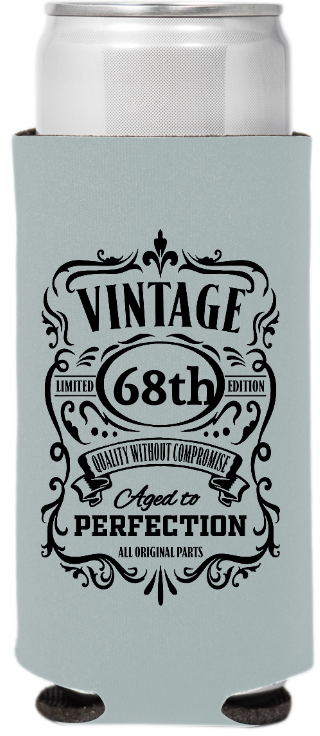 Vintage Aged To Perfection Custom Year Birthday Full Color Slim Can Coolers
