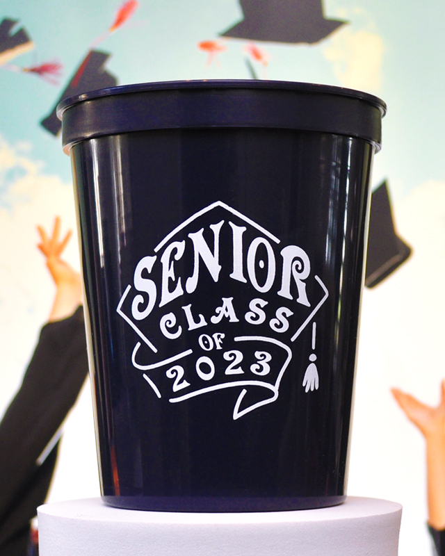 Personalized Senior Class Graduation Stadium Cups - Black - Front Side - Cups
