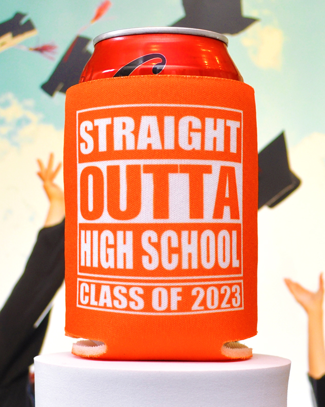 Custom Straight Outta High School Graduation Full Color Can Coolers - Koozie
