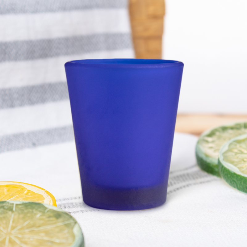 Custom 1.75oz BLANK Frosted Blue Shot Glass