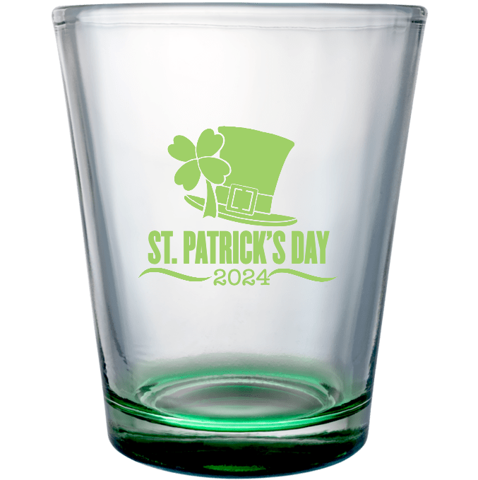 St Patrick Day Patricks 2024 Custom Clear Shot Glasses- 1.75 oz. Style 130677