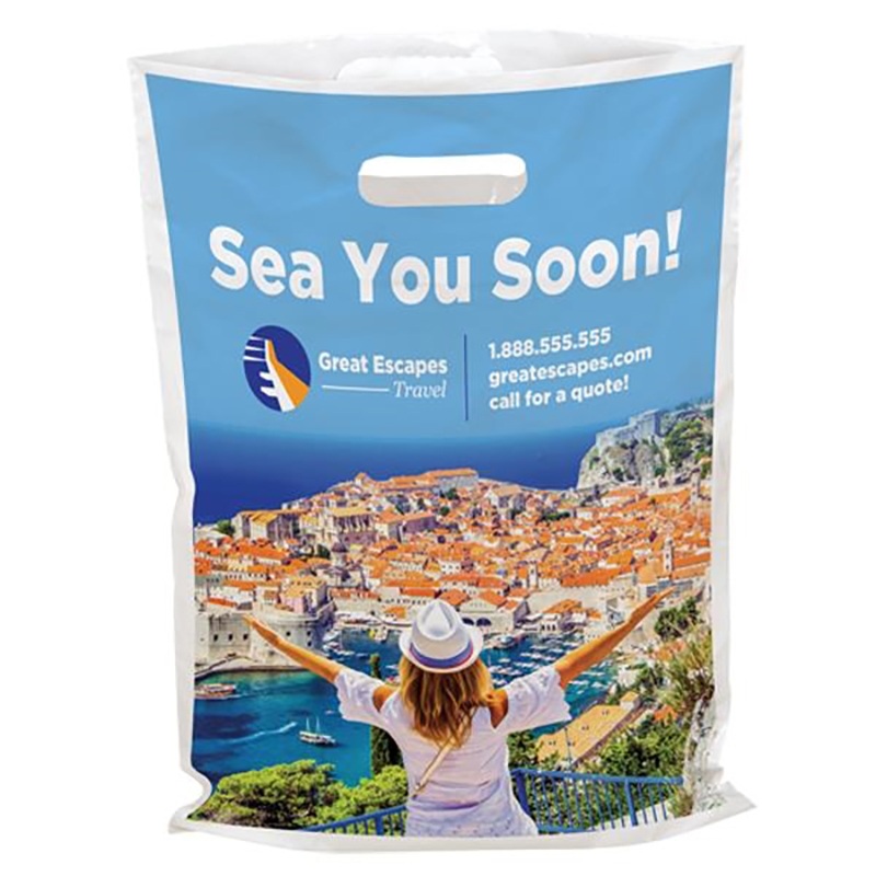 12 X 16 Inch Full Color Plastic Bags With Die Cut Handles