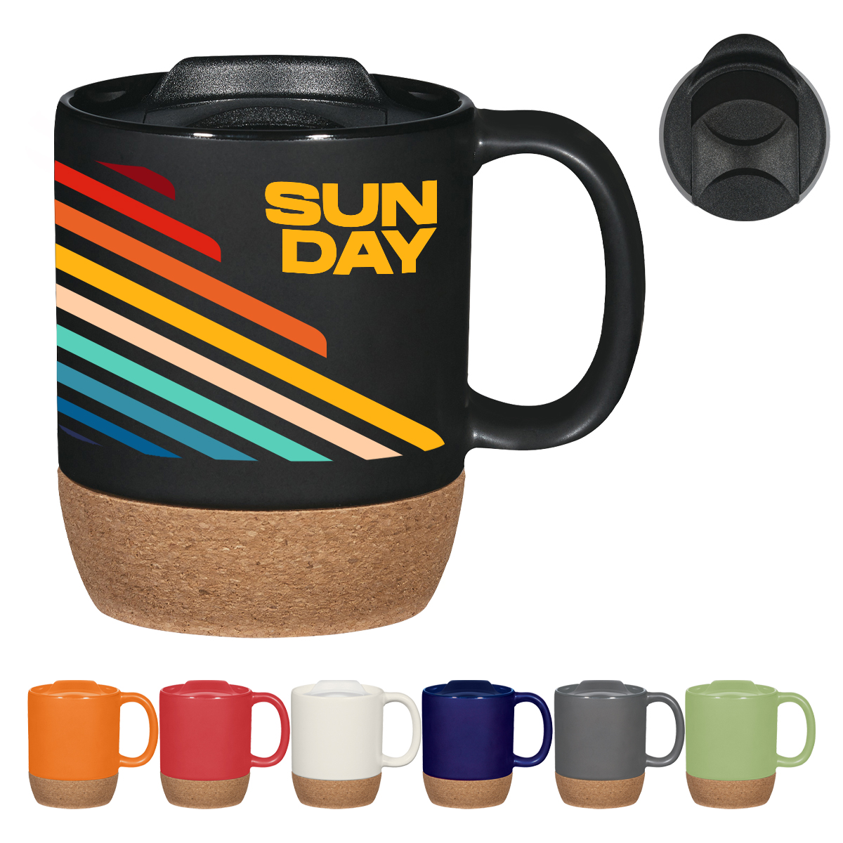14 Oz. Full Color Cork Base Ceramic Mug