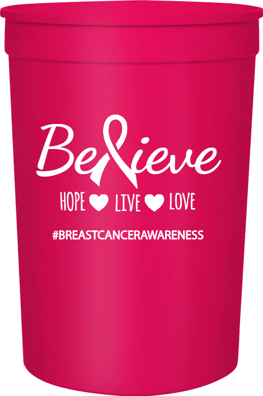 Special Events Be Ieve Live Love breastcancerawareness Hope 16oz Stadium Cups Style 123368