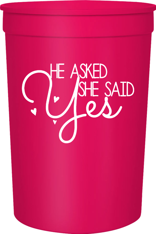 Wedding He Asked She Said Yes Thomas Megan 16oz Stadium Cups Style 122585