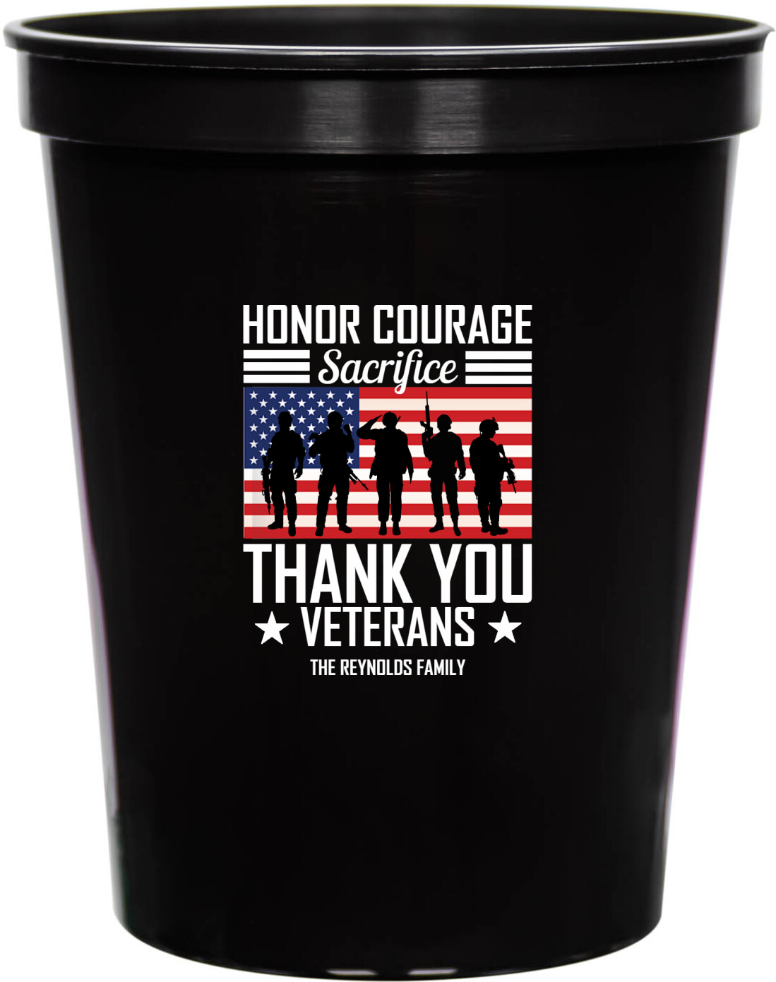 Honor Courage Sacrifice Thank You Veterans 16oz Stadium Cups Style 173087