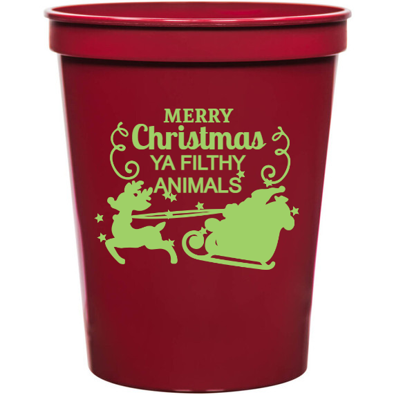 Holiday Merry Christmas Ya Filthy Animals 16oz Stadium Cups Style 127397