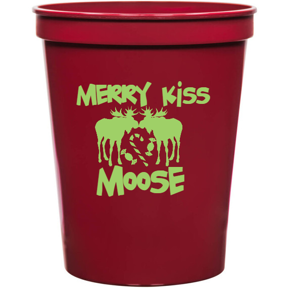 Holiday Merry Kiss Moose 16oz Stadium Cups Style 127403
