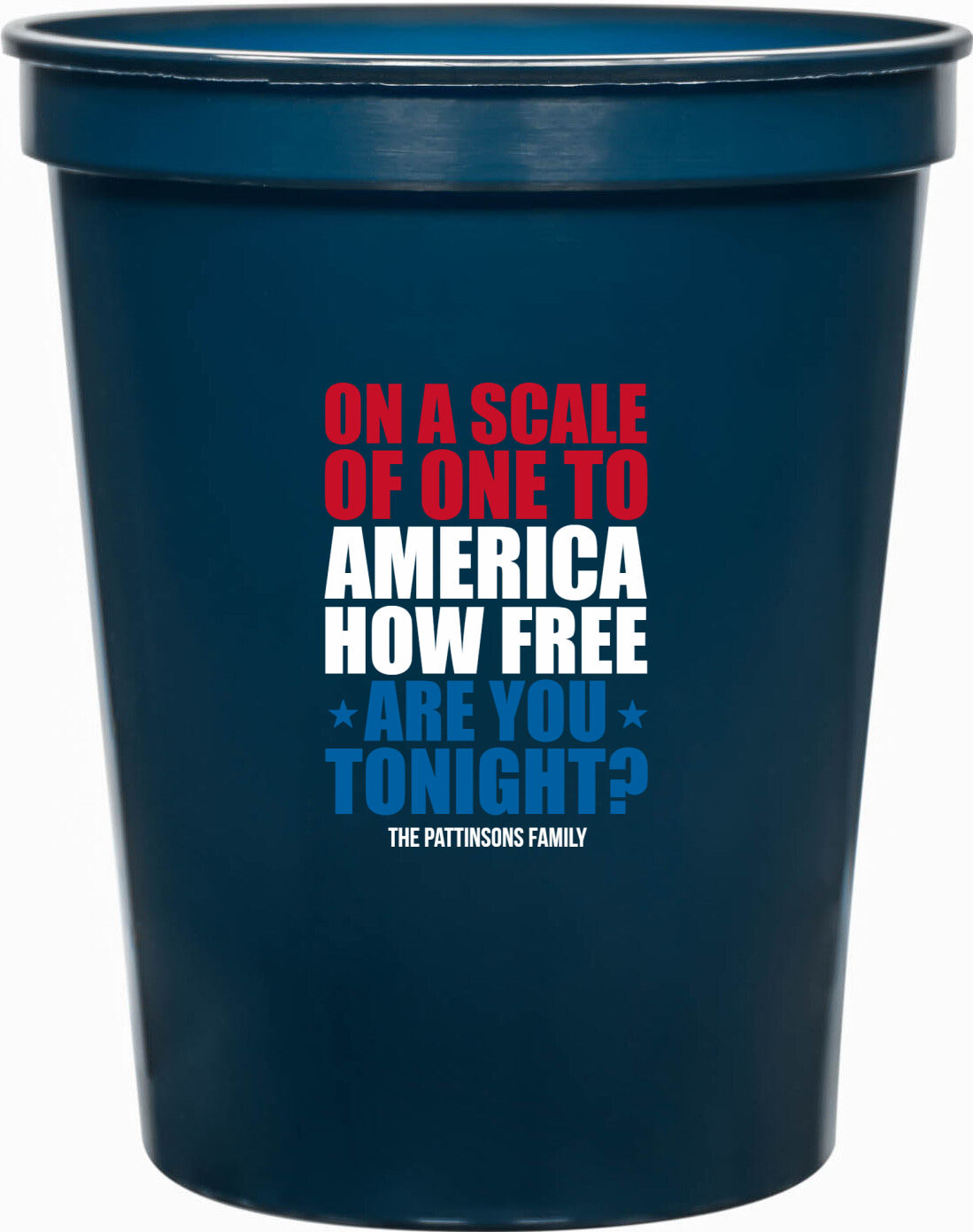 On A Scale Of One To America How Sare Are You Free Tonight 16oz Stadium Cups Style 173027