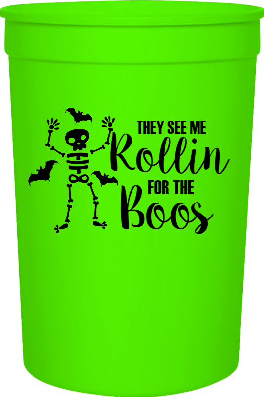 Halloween They See Me Rollin For The Boos 16oz Stadium Cups Style 124478