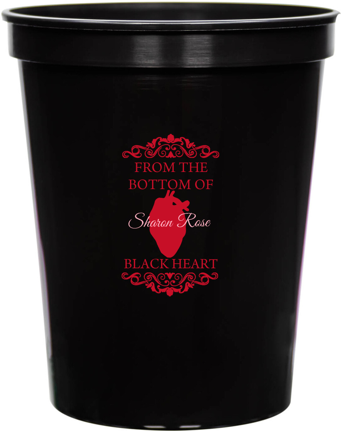 From The Bottom Of Sharon Rose Black Heart 16oz Stadium Cups Style 169493