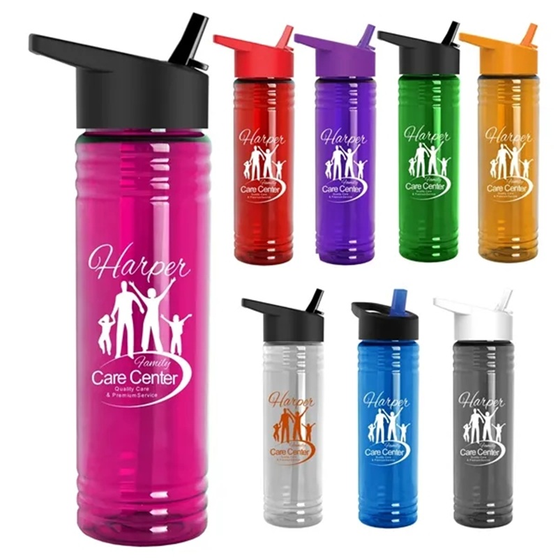 24 Oz. Slim Fit Water Bottles With Flip Straw