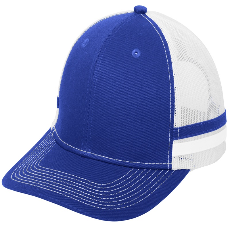 Port Authority Two-Stripe Snapback Trucker Cap.