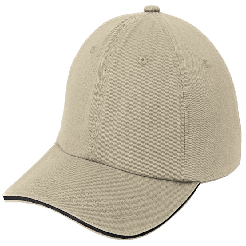 Port Authority Sandwich Bill Cap With Striped Closure.