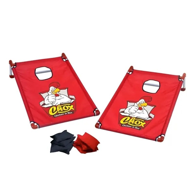 Portable Cornhole, 4 Black & Red Bean Bags