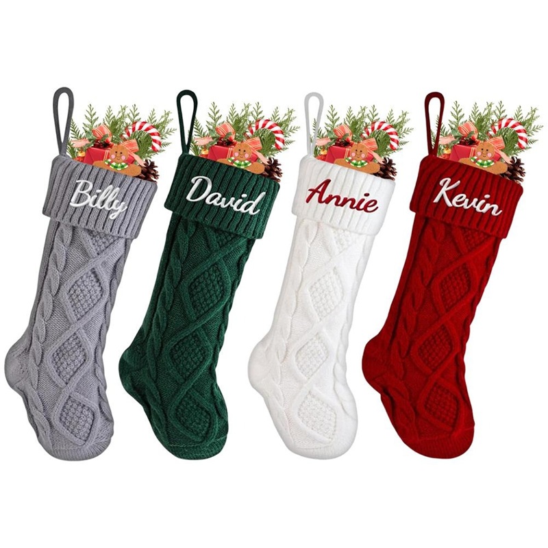 Custom Embroidered Knitted Christmas Stockings