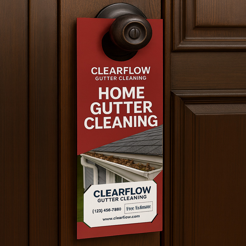 10.5" X 4.25" Door Hanger With Slits For Business Card