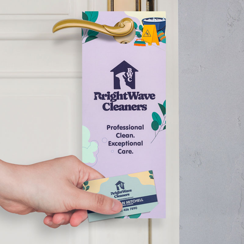 10.5" X 4.25" Door Hanger With Slits For Business Card