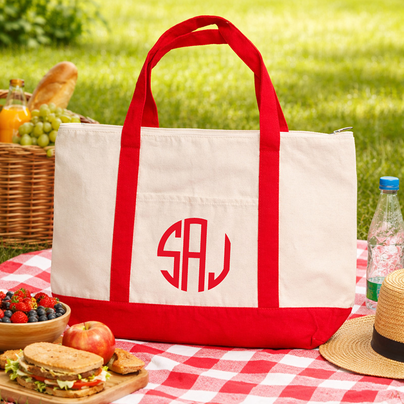 Large Top Zipper Cotton Tote Bags