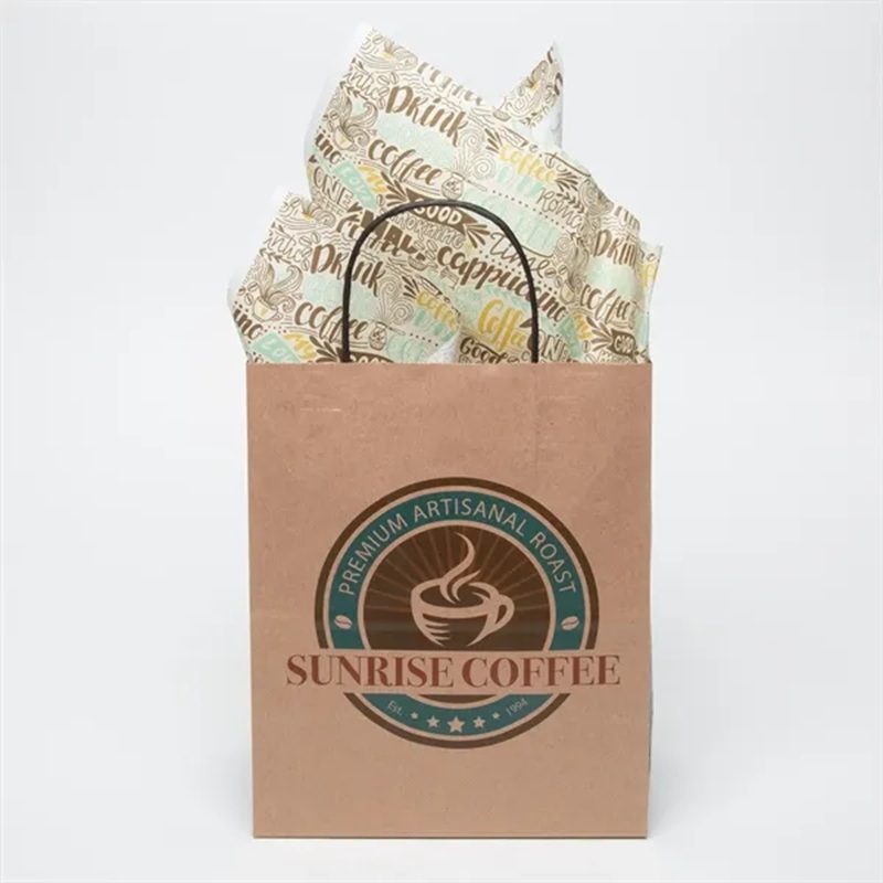 Standard Natural Handle Shoppers With Tissue Paper Bundle