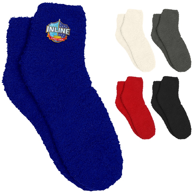 Fuzzy Socks With Woven Patch