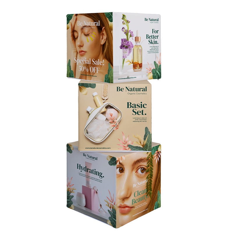 Rotating 3D Fabric Cube Display