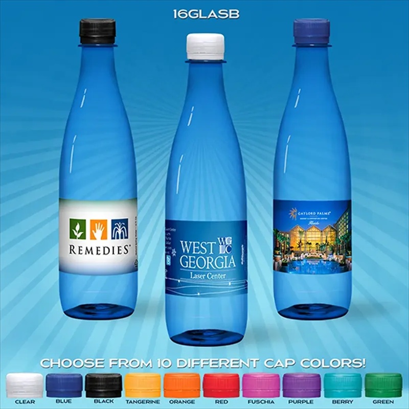 16.9 Oz Blue Glastic Bottle With Flat Cap