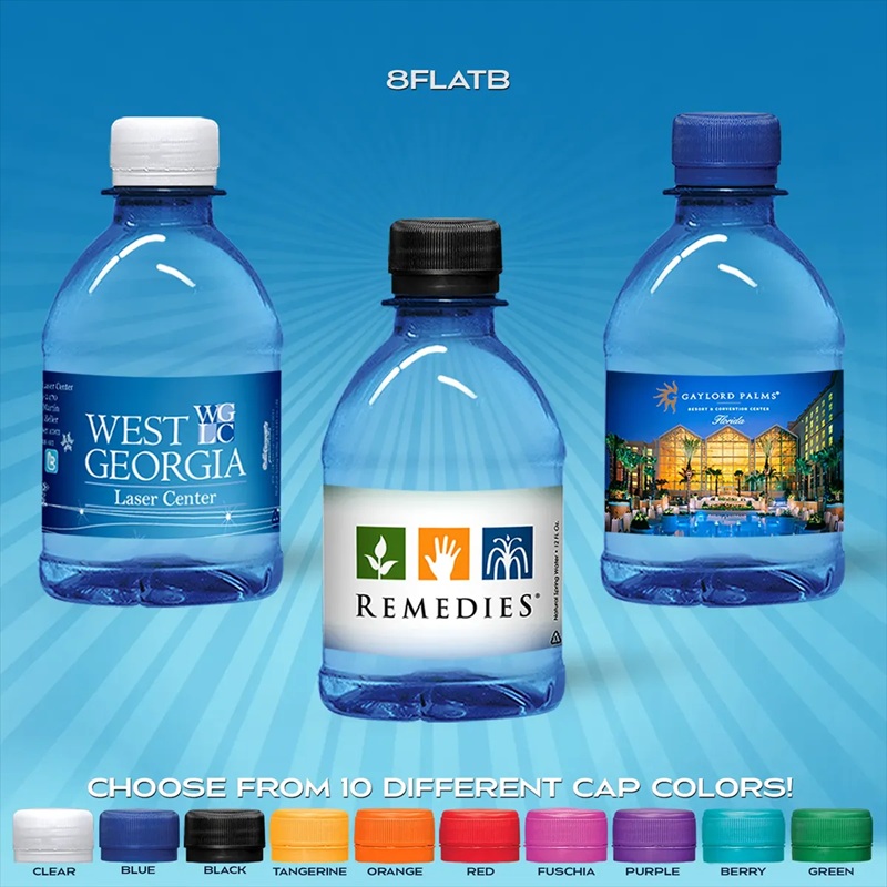 8 Oz Blue Tinted Bottle With Flat Cap