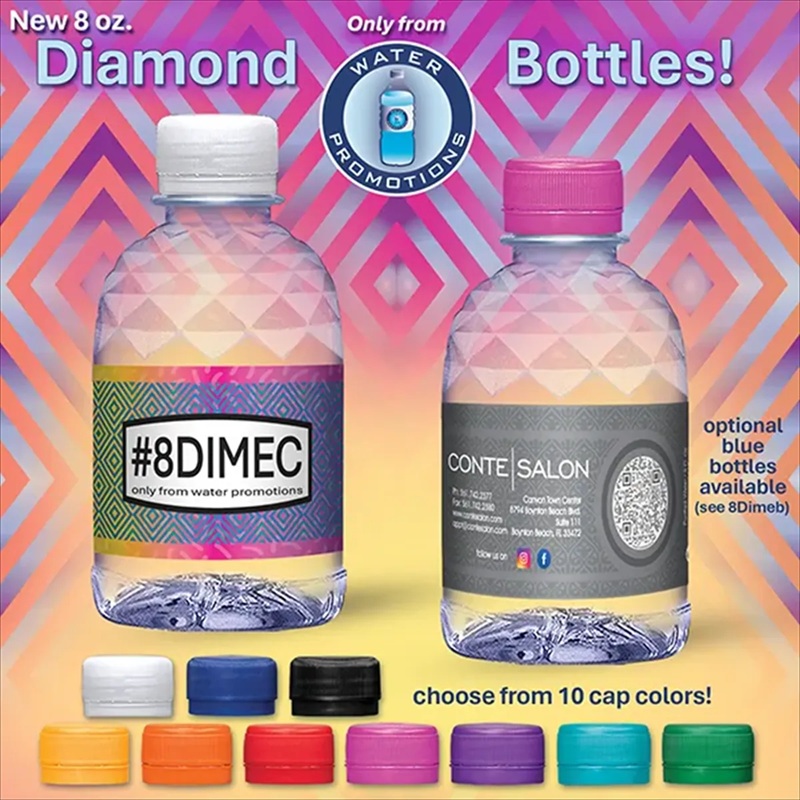 8 Oz Clear Diamond Bottle With Flat Cap