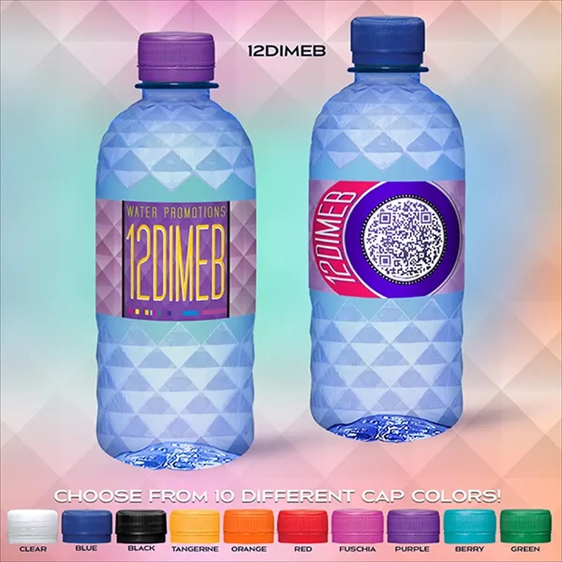 12 Oz Blue Tinted Diamond Bottle With Flat Cap