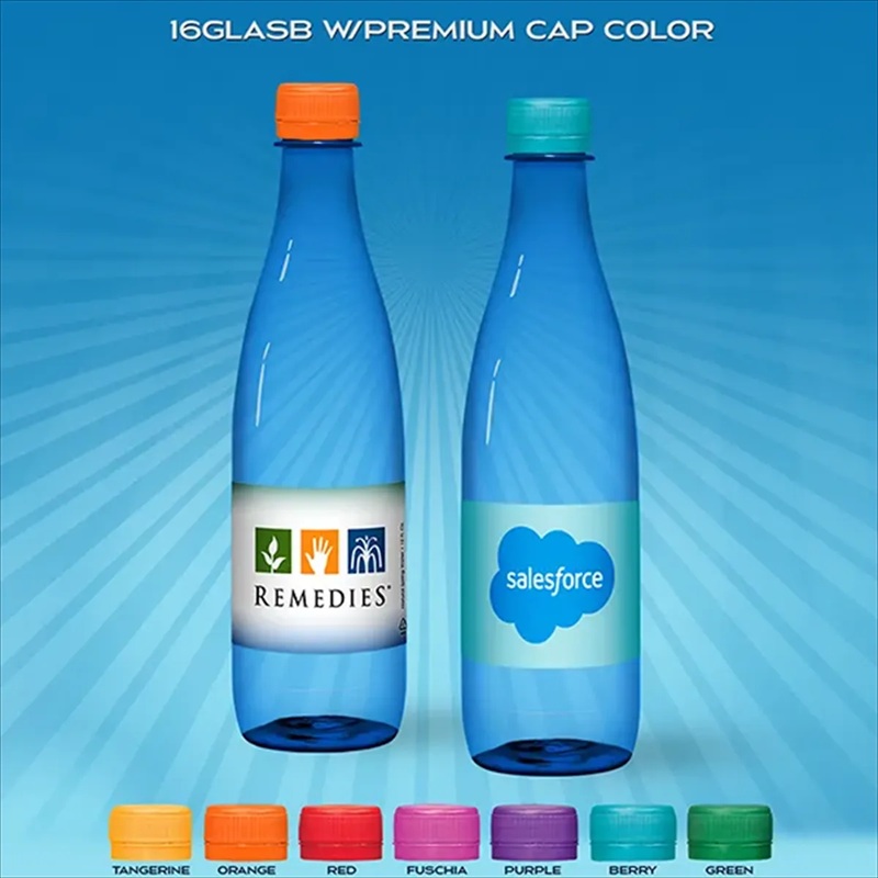 16.9 Oz Blue Glastic Bottle With Premium Cap Color