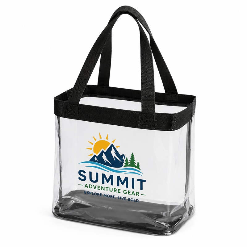 Clear Stadium Tote Bags With Fabric Trim