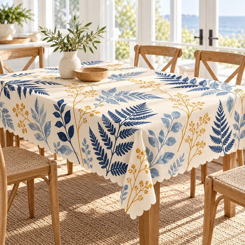 Scalloped Edge Printed Tablecloth