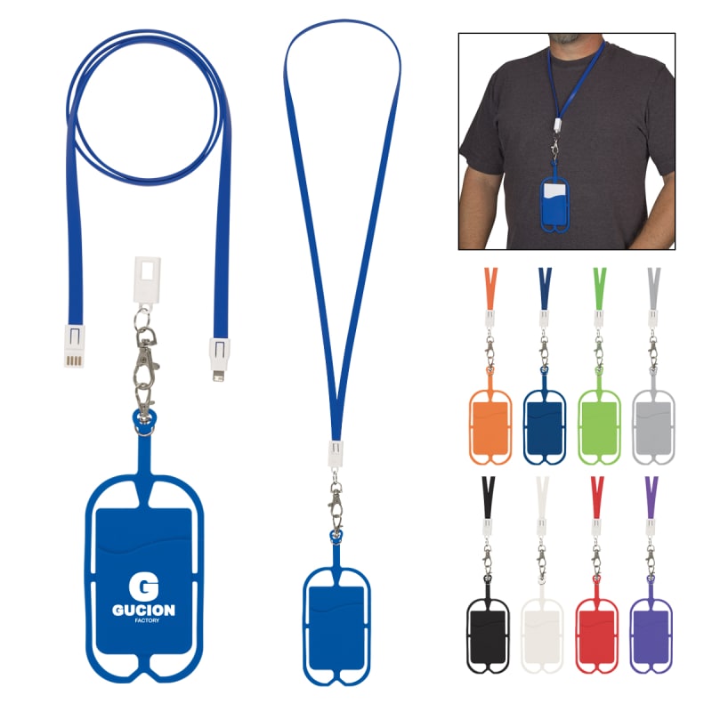 2-In-1 Charging Cable Lanyard With Phone Holder &amp;amp; Wallet
