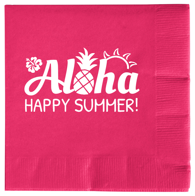 Summer Al Ha Happy 2ply Economy Beverage Napkins Style 139712