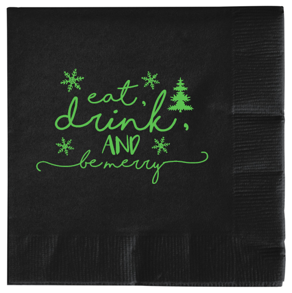 Christmas Drink Eat be Merry And 2ply Economy Beverage Napkins Style 114620