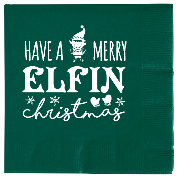 Christmas Elfin Have Merry 2ply Economy Beverage Napkins Style 114645