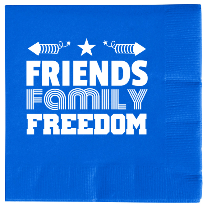 Fourth Of July Friends Family Freedom 2ply Economy Beverage Napkins Style 136560