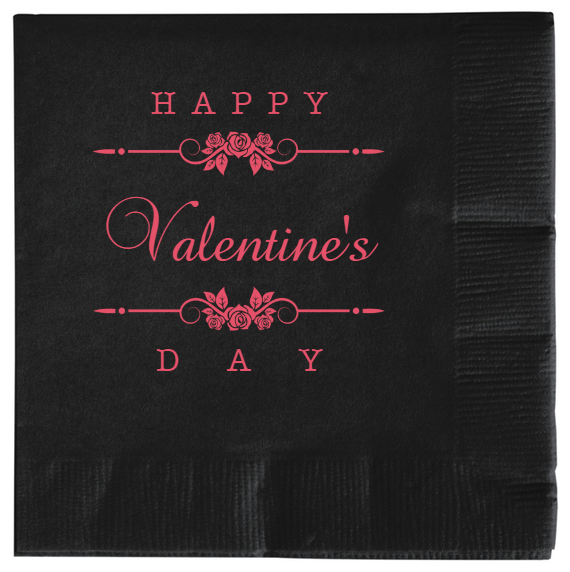 Happy Valentine\'s Day Valentines 2ply Economy Beverage Napkins Style 100165