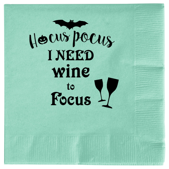 Halloween Pocus I Need Wine To Focus Cus 2ply Economy Beverage Napkins Style 123394