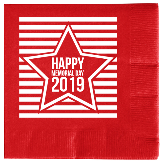 Memorial Day Happy 2019 2ply Economy Beverage Napkins Style 106314