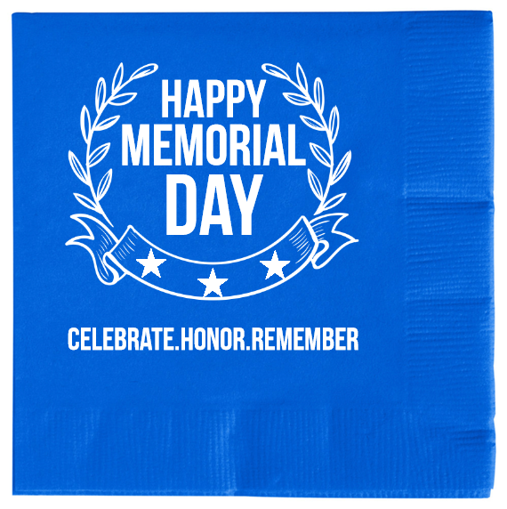 Memorial Day Happy Celebratehonorremember 2ply Economy Beverage Napkins Style 106291
