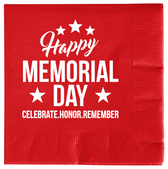 Memorial Day Happy Celebratehonorremember 2ply Economy Beverage Napkins Style 106286
